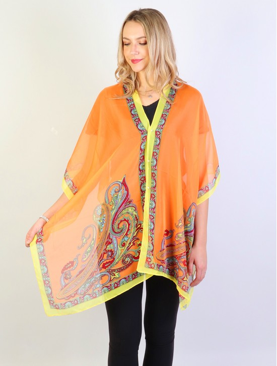 Reversible Pearl Chiffon Top with Paisley Border